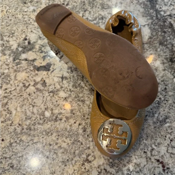 Tory Burch Brown Loafers with Silver Emblem - Picture 2 of 3